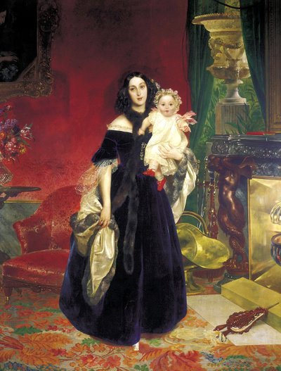 Maria Arkadyevna Stolypina Beck 1819-1889 con su Hija, 1840 de Karl Pavlovich Bryullov