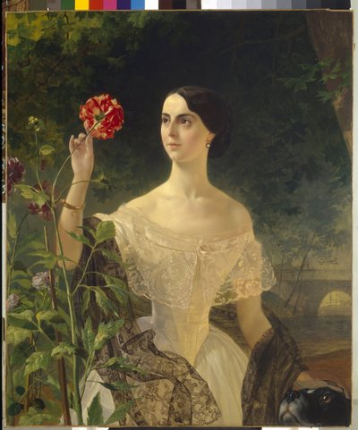 Retrato de la condesa Sofía Bobrinskaya, de nombre Samoylova (1797-1866). Pintura de Karl Pavlovich Briullov (1799-1866), óleo sobre lienzo de Karl Pavlovich Bryullov