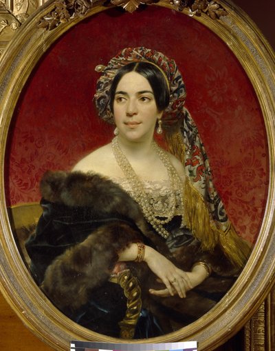 Portrait de la princesse Maria Volkonskaya (1805-1863) (Retrato de la princesa María Volkonskaya) - Peinture de Karl Pavlovich Briullov (Brioullov) (1799-1852), huile sur toile, avant 1840 - Art russe de Karl Pavlovich Bryullov