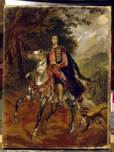 Retrato del Conde Anatole Nikolaievich Demidov (Demidoff), Primer Príncipe de San Donato (1812-1870). Pintura de Karl Pavlovich Briullov (1799-1852), óleo sobre lienzo, ca. 1831. Arte ruso de Karl Pavlovich Bryullov