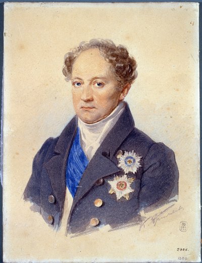 Retrato del príncipe Alexander Nikolaievich Golitsyn (1773-1844). Obra de Karl Pavlovich Briullov (1799-1852), acuarela sobre papel, ca. 1830. Arte ruso de Karl Pavlovich Bryullov