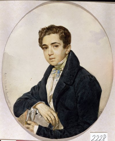 Portrait du prince Grigory Grigorievich Gagarin (Grigori Gagarine) (1810-1893) (Retrato del príncipe Grigory Grigorievich Gagarin) - Oeuvre de Karl Pavlovich Briullov (Brioullov) (1799-1852), aquarelle et encre sur papier de Karl Pavlovich Bryullov