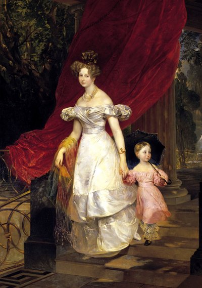 Retrato de la Gran Duquesa Elena Pavlovna de Rusia 1807-1873 con su hija María de Karl Pavlovich Bryullov