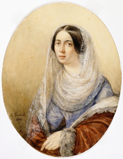 Retrato de una joven dama, 1841 de Karl Pavlovich Bryullov