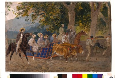 Un paseo en carro de bueyes, a caballo o en litera - Obra de Karl Pavlovich Briullov (1799-1852) de Karl Pavlovich Bryullov