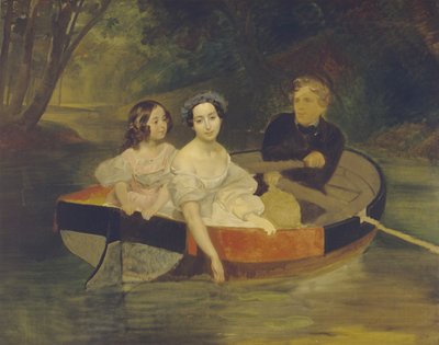 Autorretrato con la baronesa Yekaterina Meller-Zakomelskaya y su hija en un bote, 1833-1835 de Karl Pavlovich Bryullov