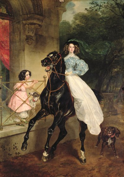 La amazona, retrato de Giovanina y Amacilia Paccini, pupilas de la condesa Samoilova, 1832 de Karl Pavlovich Bryullov