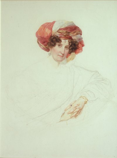 Mujer con turbante. Retrato de la Condesa Maria Grigoryevna Razumovskaya 1772-1865, de soltera Vyazemskaya, 1827-1830 de Karl Pavlovich Bryullov