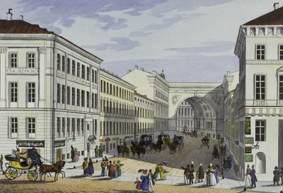 Calle Millionnaya y Casa Kotomin en San Petersburgo, Primera mitad del siglo XIX de Karl Petrovich Beggrov