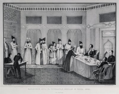 Firma del Tratado de Turkmenchay de Karl Petrovich Beggrov