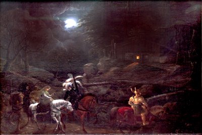 Caballero frente a la cabaña del carbonero de Karl Philipp Fohr