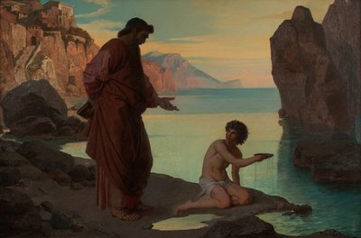 San Agustín con niños junto al mar de Karl Schönbrunner