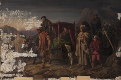 El emperador Carlos V huyendo de Moritz von Sachsen de Karl Swoboda