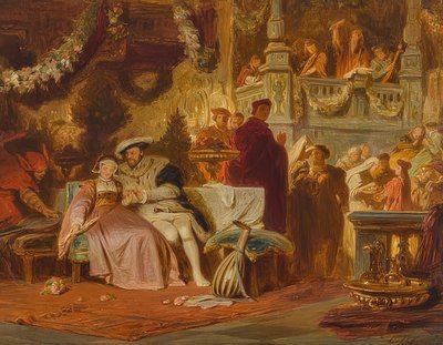 Enrique VIII corteja a Ana Bolena en el baile del Cardenal Wolsey de Karl Theodor von Piloty