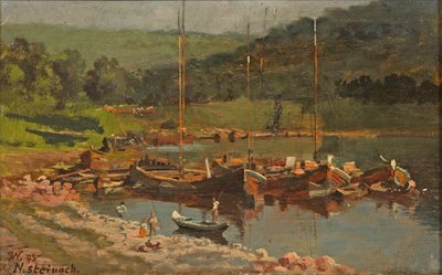 Karl Weysser - Barcos en Neckarsteinach, 1893 de Karl Weysser