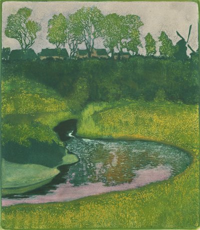 El valle del Alster cerca de Wellingsbuttel (litografía en color) de Karl Wilhelm Arthur Illies