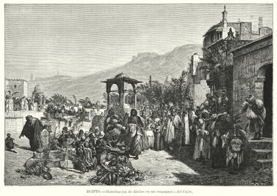 Distribución de dátiles en un cementerio, El Cairo, Egipto de Karl Wilhelm Gentz