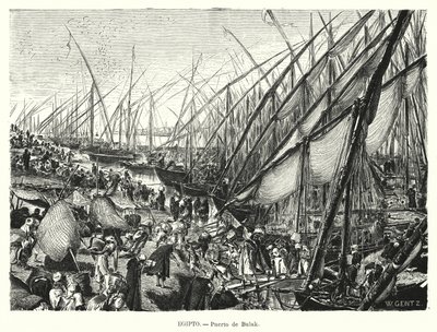 Muelles en el río Nilo en Bulaq, El Cairo, Egipto de Karl Wilhelm Gentz