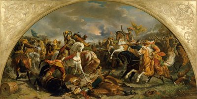 La victoria del ejército austríaco sobre los suecos en Nördlingen en 1634 de Karl von Blaas
