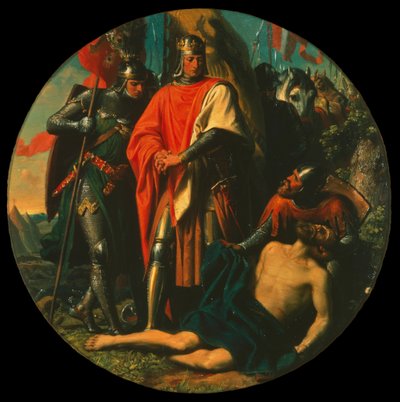Rodolfo I en el campo de batalla después de la victoria sobre Ottokar, 1278, ca. 1868 de Karl von Blaas
