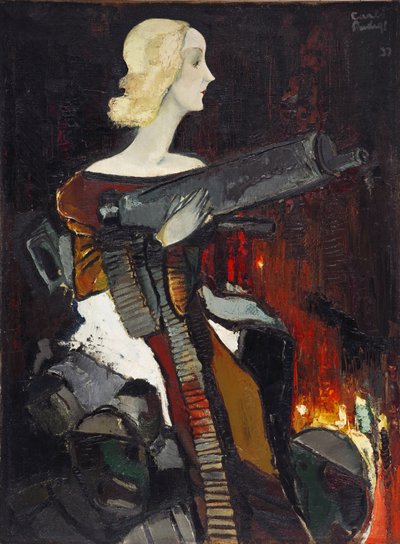 "Madone de la mitraillette" (Virgen con una ametralladora) Peinture de Karlis Padegs (1911-1940) - 1932 - Óleo sobre lienzo Dim 134x100 cm Museo Estatal de Arte de la República de Letonia, Riga Lettonie de Karlis Padegs
