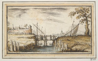 Pasarela con bastión y barcos en la distancia de Kasper van Eyck