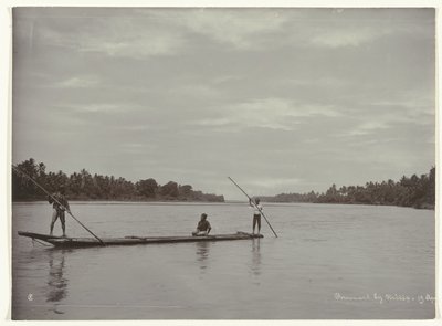 Cruzando un río con un bote de troncos largos Cruce de ferry en Kreteg (...) (título sobre objeto) de Kassian Cephas