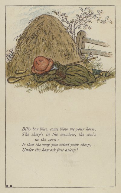 Billy boy blue, ven y toca tu cuerno (litografía a color) de Kate (after) Greenaway