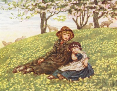Hermano y hermana (litografía en color) de Kate (after) Greenaway
