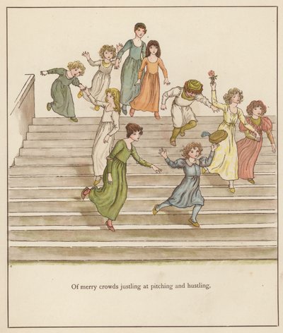 Ilustración de Kate Greenaway para El flautista de Hamelín de Robert Browning (litografia en color) de Kate (after) Greenaway