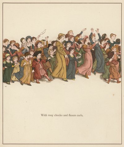 Ilustración de Kate Greenaway para El flautista de Hamelín de Robert Browning (litografia en color) de Kate (after) Greenaway