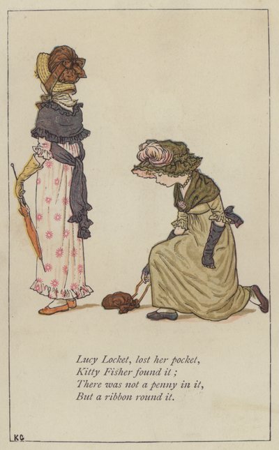 Lucy Locket, perdió su bolsillo (litografía en color) de Kate (after) Greenaway