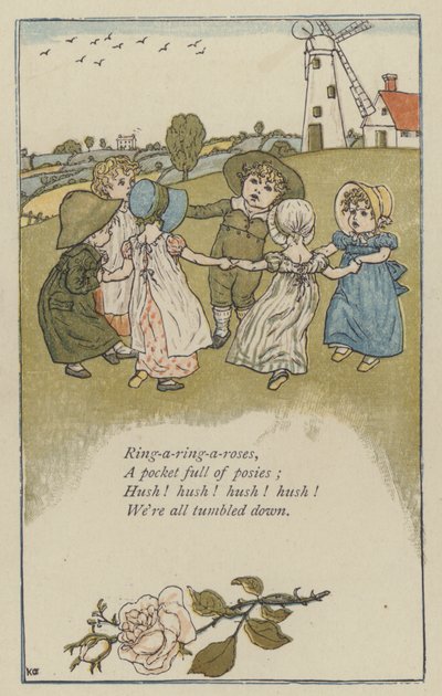 Ring-a-ring-a-roses (litografía a color) de Kate (after) Greenaway