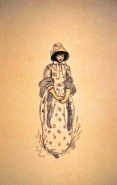 Chica con sombrero y chal de Kate Greenaway