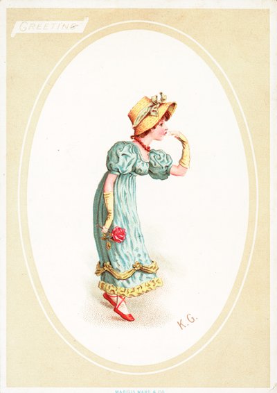Tarjeta de felicitación (cromolitografía) de Kate Greenaway