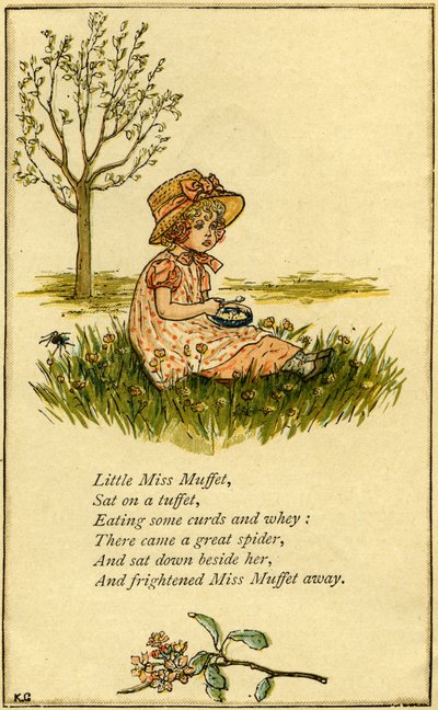 Ilustración de Little Miss Muffet de Kate Greenaway