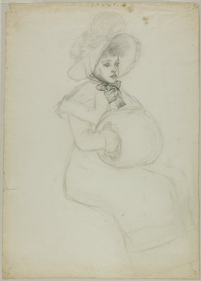 Niña sentada con manguito de Kate Greenaway