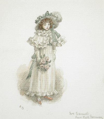 Estudio de una niña pequeña completamente vestida de Kate Greenaway