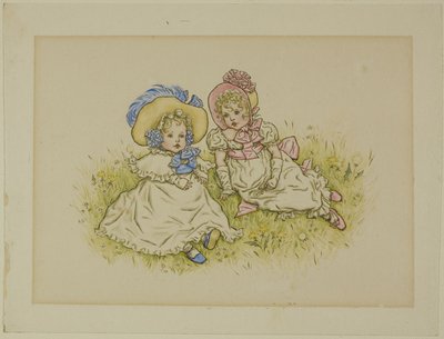 Dos niñas pequeñas con sombreros de Kate Greenaway