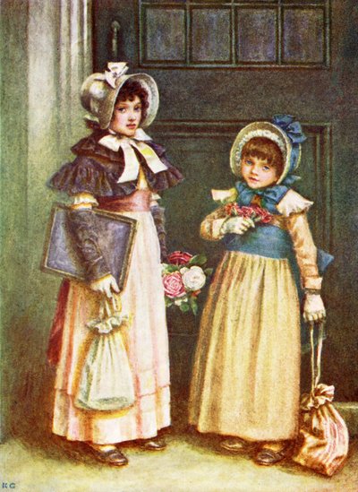 Dos niñas yendo a la escuela de Kate Greenaway