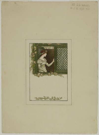 Mujer en la ventana enrejada de Kate Greenaway