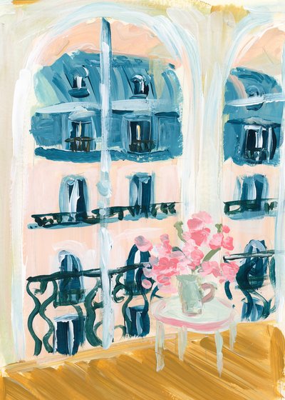 Pintura acrílica de un apartamento en París de Katharina Puritscher
