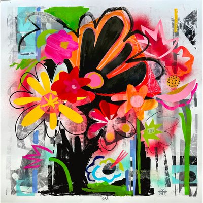 midnight garden, 2025 (técnica mixta sobre papel) de Kathy Dunaway