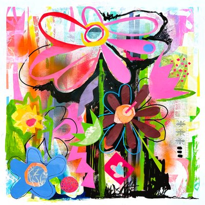 edén urbano, 2025 (técnica mixta sobre papel) de Kathy Dunaway