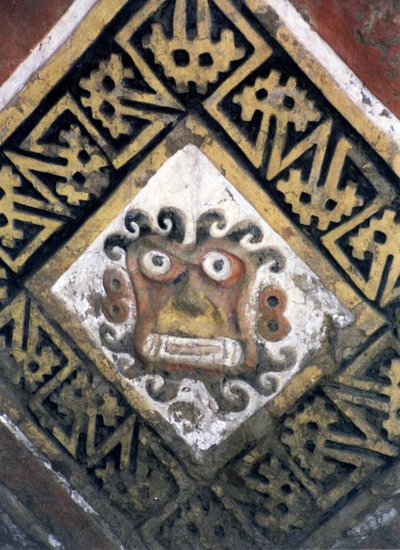Detalle de un muro en el interior de la pirámide, posiblemente un complejo de templos, construido por el pueblo moche, hacia 200-500 d.C. (foto) (detalle de 138728) de Katie Attenborough