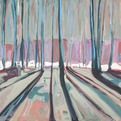 Mirrored Woods, 2021 (acrílico y gouache sobre lienzo) de Katie Ré Scheidt