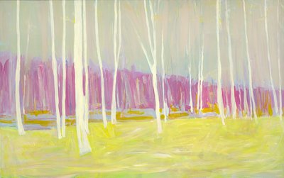 Pink  Yellow Woods, 2021 (acrílico sobre lienzo) de Katie Ré Scheidt