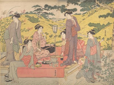 Fiesta de picnic en Hagidera, finales del siglo XVIII-principios del siglo XIX de Katsukawa Shuncho