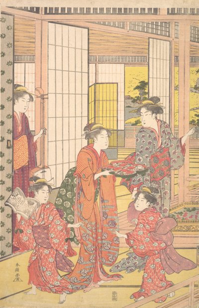 Una joven con una bandeja de dulces, 1780-1795 de Katsukawa Shuncho