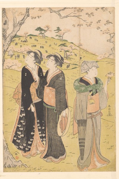 Admira la flor de cerezo en Asukayama de Katsukawa Shuncho